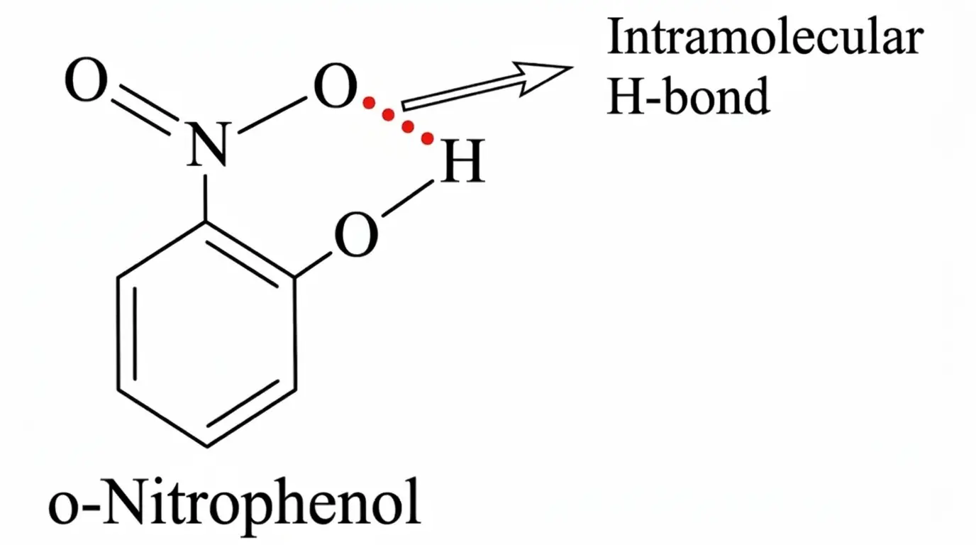 o-Nitrophenol — Intramolecular H-Bond forming a 6-membered ring